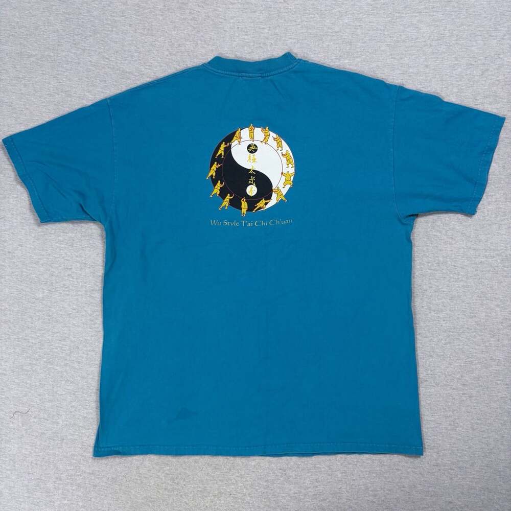 Hanes Wu Style Tai Chi Ch'uan Size XL Blue Graphic T-Shirt Vintage